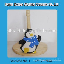 Promotional animal design ceramic tissue holder with penguin shape